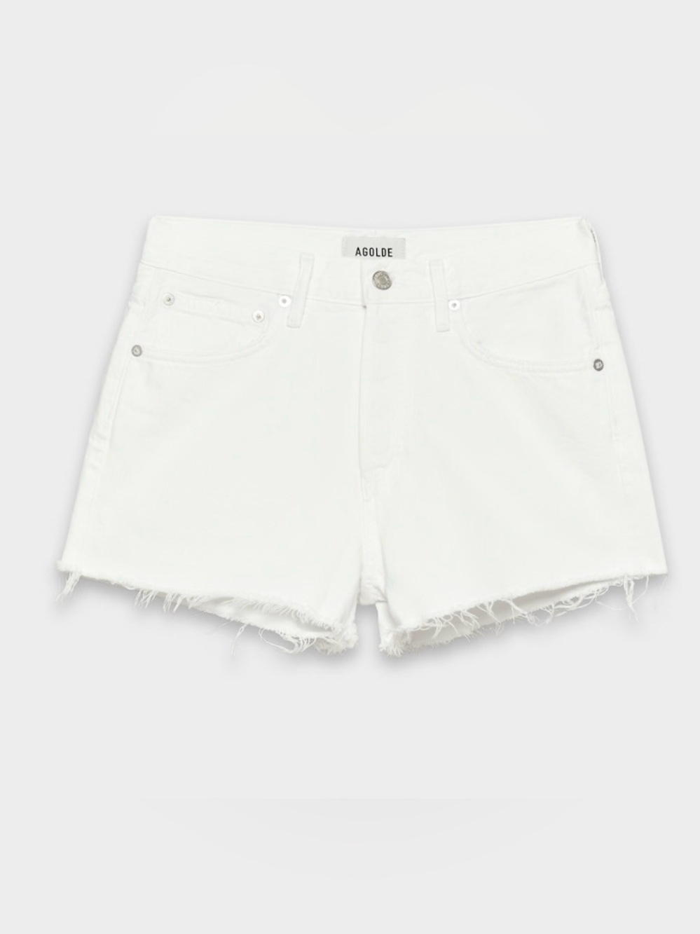 AGOLDE Parker Short White Frayed Hem High-Rise Denim Shorts